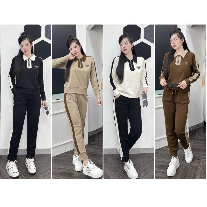  Bộ Thu Đông Chất Vải Len Tăm Mịn Co Giãn Năng Động  M03  Nữ Nữ Áo bộ  nỉ dothun  lanh Nhung Đen 