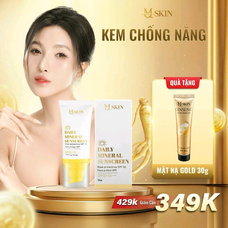 MQ SKIN Kem Chống nắng - SPF 50 - 50gr [ Tặng tuýp Mặt Nạ Gold 30g ] Nữ Women Chăm Sóc Da Sun Cream Làm Đẹp Da