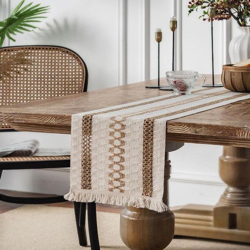 Rhombus Striped Table Runner, 1 Count Dining Room Decorative Runner, Washable Tablecloth for Home Kitchen Canteen 4