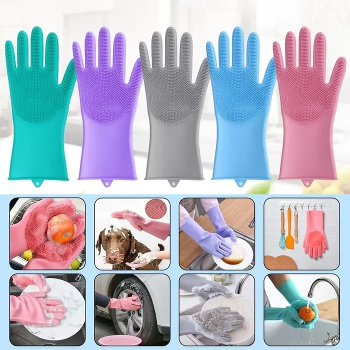 SEPASANG SARUNG TANGAN CUCI PIRING SILIKON / SARUNG CUCI TANGAN SILICON MULTIFUNGSI/SARUNG CUCI KARET 0