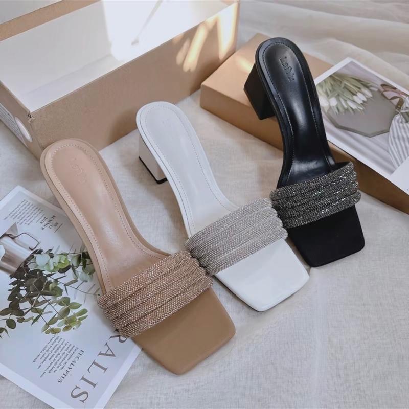 Dép nữ 5 phân, guốc cao gót dây đá ngang sang chảnh