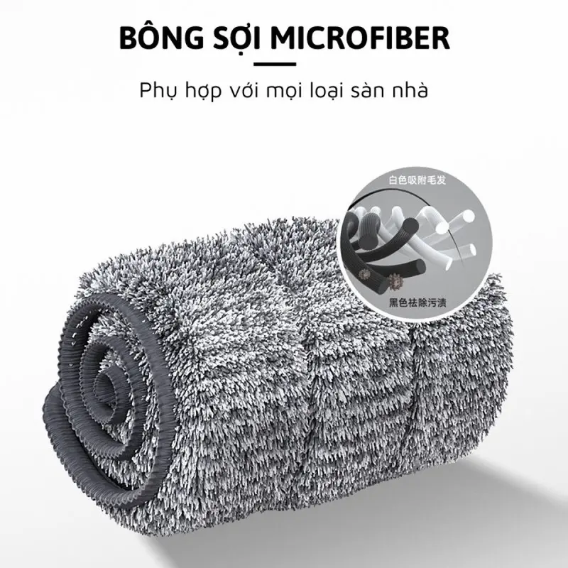 Cây Lau Nhà Tự Vắt Bàn Lau Lớn 42cm, Con Lăn Trợ Lực, Thanh Thép Không Gỉ, Khớp Xoay 360 Độ, Kèm 2 Bông Lau Làm Sạch Vượt Trội Lau Sàn sợi tổng hợp có thể xoay câylaunhà bl 8