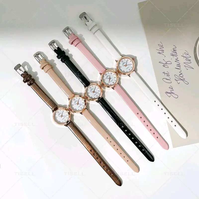 FREE BOX | Jam Tangan Wanita Analog Model Bulat Kasual Tali Kulit