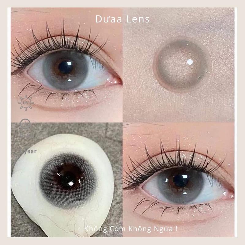DƯAA LENS - Kính Áp Tròng Xám Trong Cloudy Gray Tự Nhiên Ko Giãn Tròng Không Viền