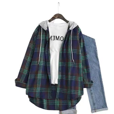 Áo Khoác Sơ Mi Nón Nỉ Fom Rộng Unisex Sọc CaRo Đi Nắng Cách Nhiệt Tốt mẫu 2024 BẢO ĐĂNG Nam Menswear Cổ Tròn