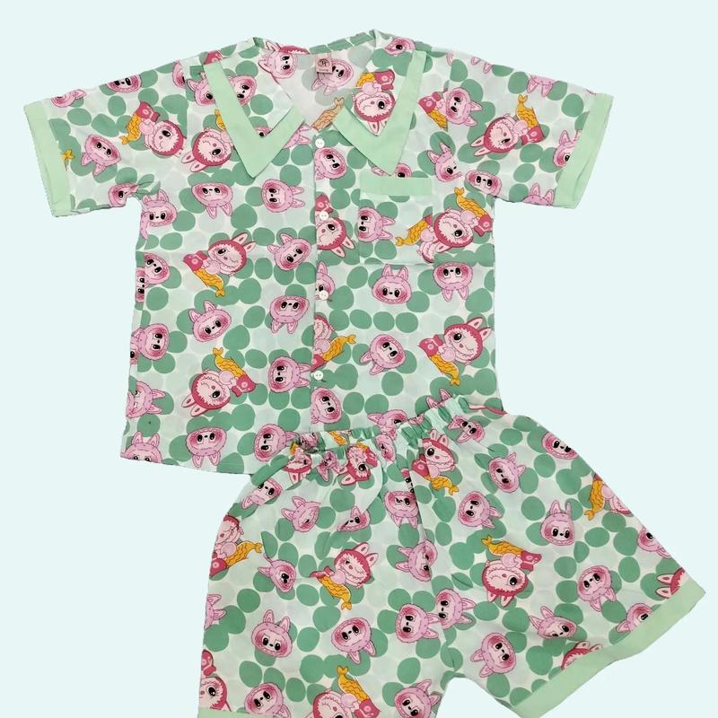 Combo 3 Bộ Pijama tay ngắn quần đùi mẫu ngẫu nhiên cho bé gái họa tiết dễ thương size (8-38) kg Voi 1