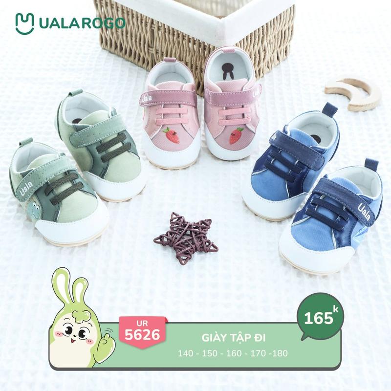 Giày tập đi cho bé Ualarogo đế cao su chống trượt quai dán điều chỉnh rộng chật trợ lực ôm chân bảo vệ ngón 5626