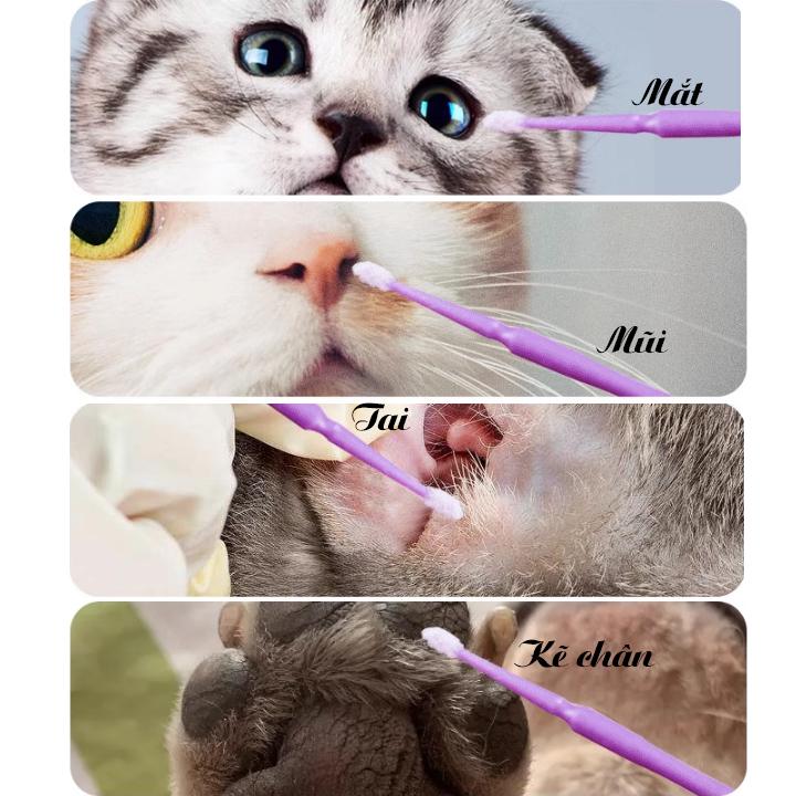 Product Introduction of Tăm bông nhựa chuyên dụng vê sinh tai, mắt, mũi, kẽ chân cho chó mèo túi 100 chiếc BMJ Petshop 7