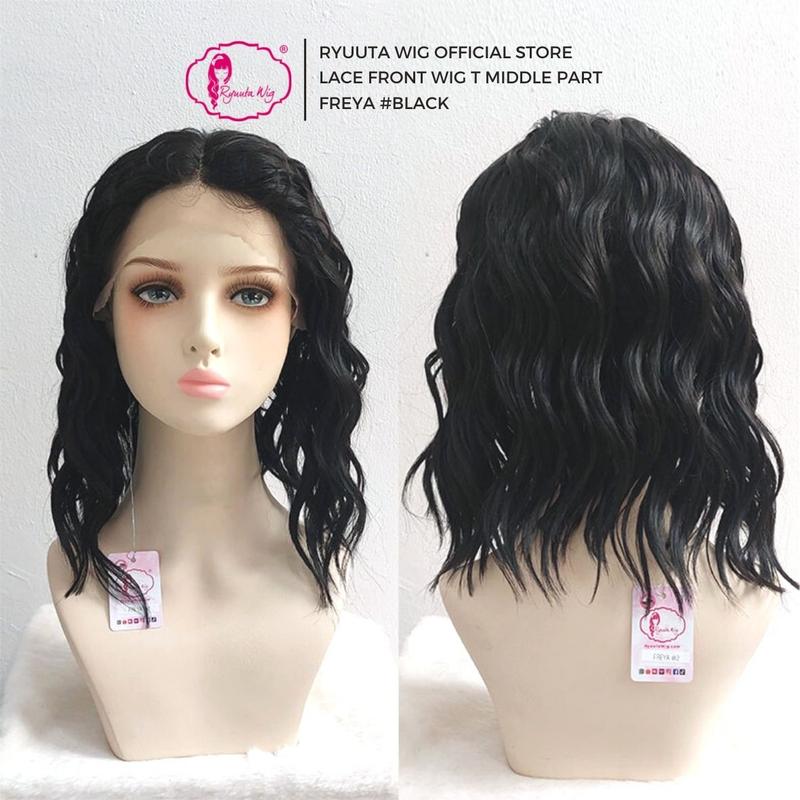Ryuuta Wig Lace Front Wig Gelombang Pendek Freya Hitam Coklat Pirang 2