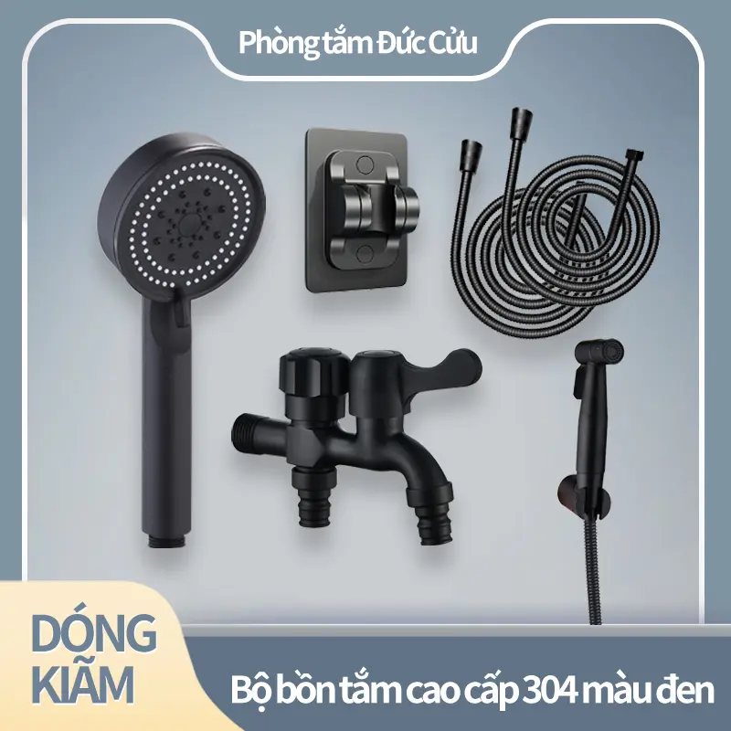 Bộ phòng tắm đa chức năng màu đen mới, thiết kế sang trọng, cực kỳ tiết kiệm chi phí và dễ lắp đặt, vòi sen khí, vòi hoa sen cố định màu trắng, vòi phòng tắm, vòi âm tường, vòi sen vitamin C nhà