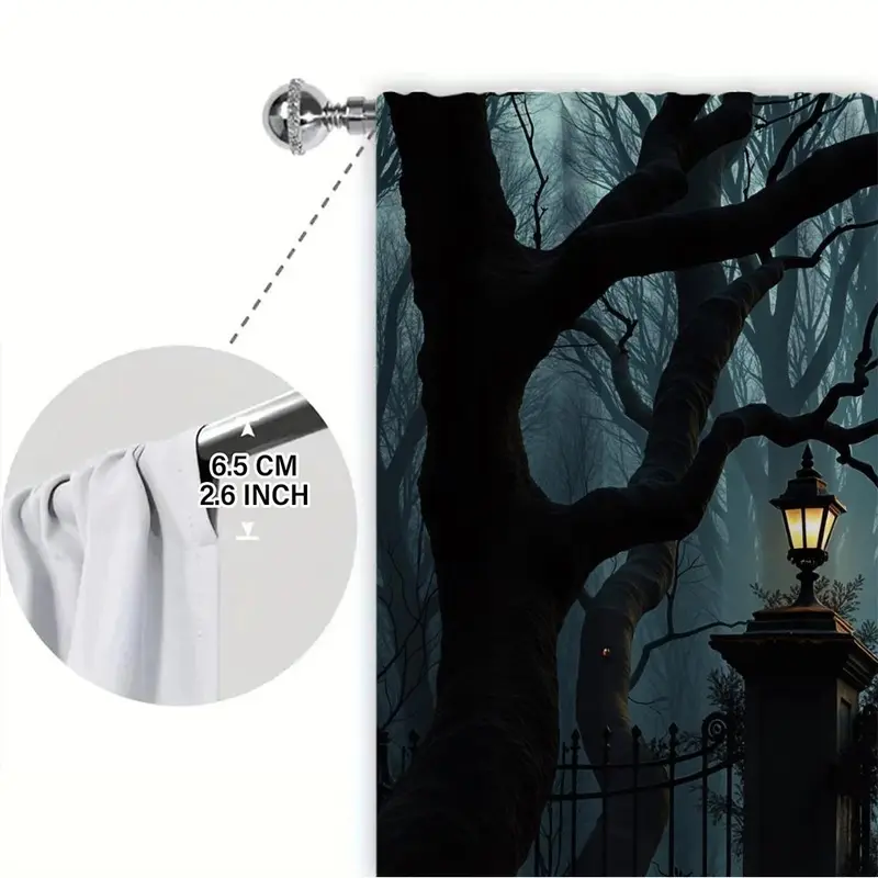 Moonlight Forest Pattern Door Curtain, 1 Set Halloween Themed Door Curtain, Home Decor for Living Room Bedroom, Vanity Decor Accessories 8