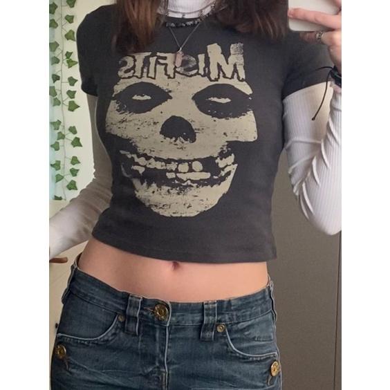 BISA COD - BACA DESKRIPSI SIZE - MISFITS BABY TEE- CROP TEE - TANK TOP - Y2K STYLE - AESTHETIC OUTFIT - OOTD 0