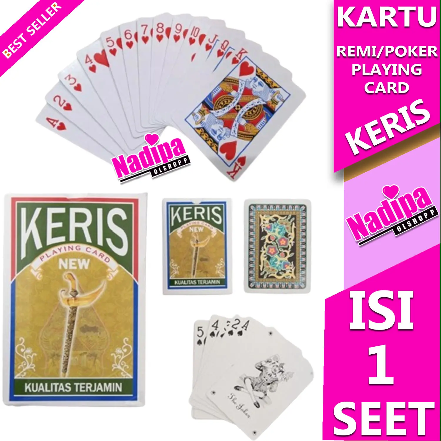 KARTU REMIi / POKERR PLAYING CARD KERIS 1 PAK nadipa olshopp