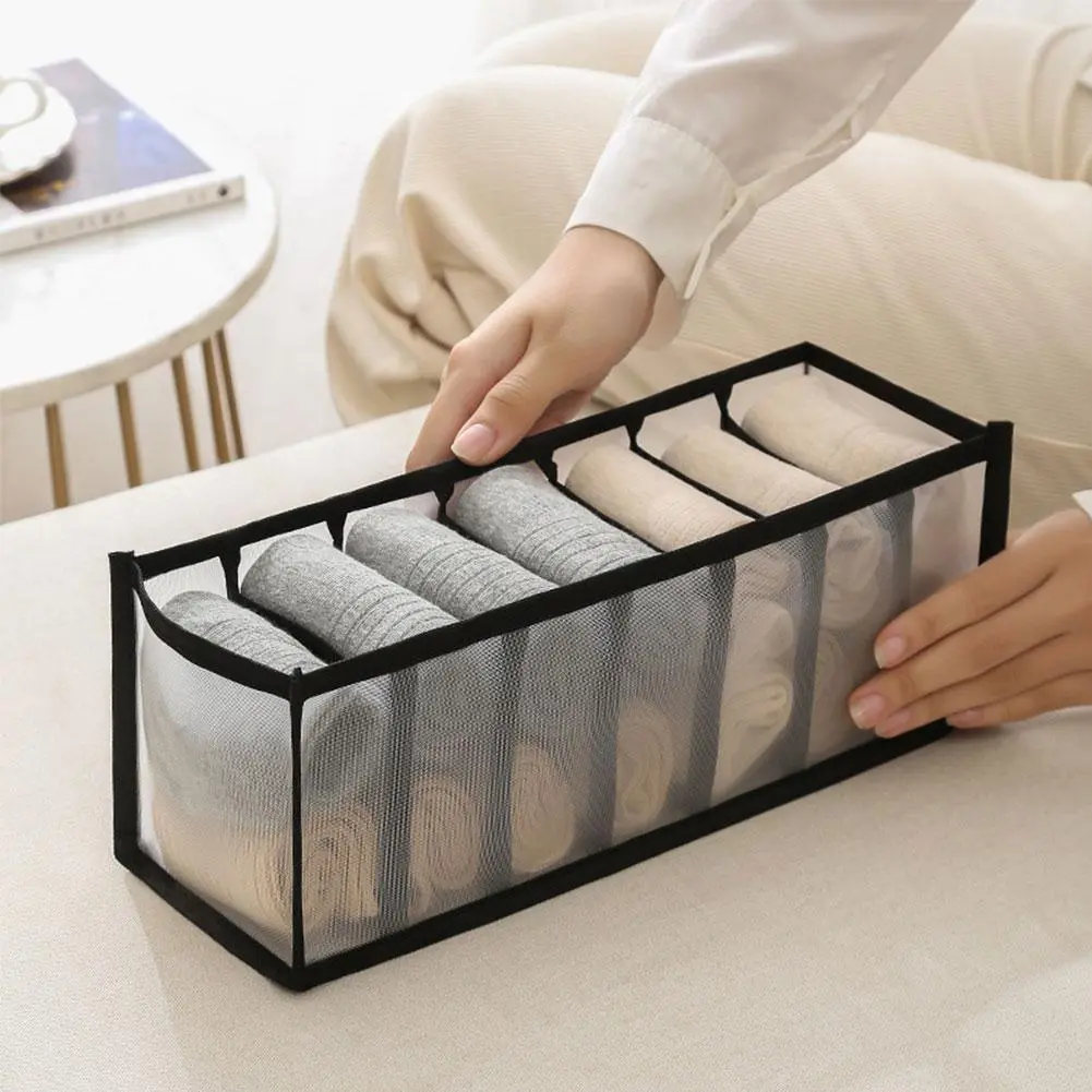 Underwear Storage Box Household Compartment Drawer-Style Fabric Multifunctional Three-In-One Underwear Socks Bra Artifact