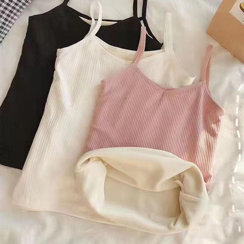 Product Introduction of Winter Self Heating and Warm Underwear for Women with Added Velvet and Thickened Cold Resistant Suspender, Slim Fit Bottom Shirt for Korean Version Student Top for Women 4