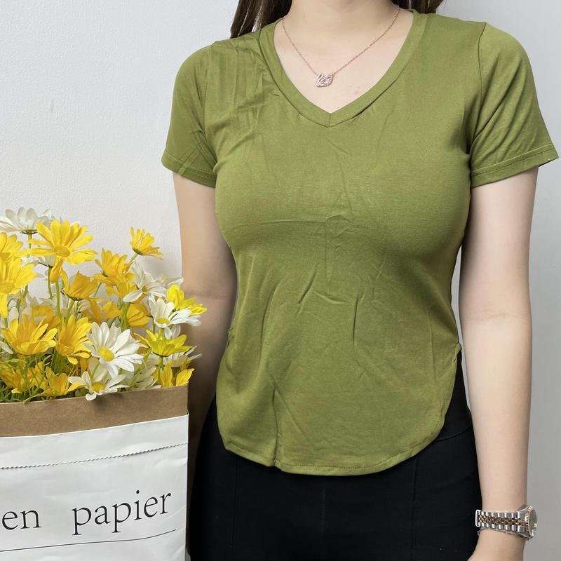 Product Introduction of Kaos Vneck Oval Polos Wanita #4457 V-Neck Oblong 9