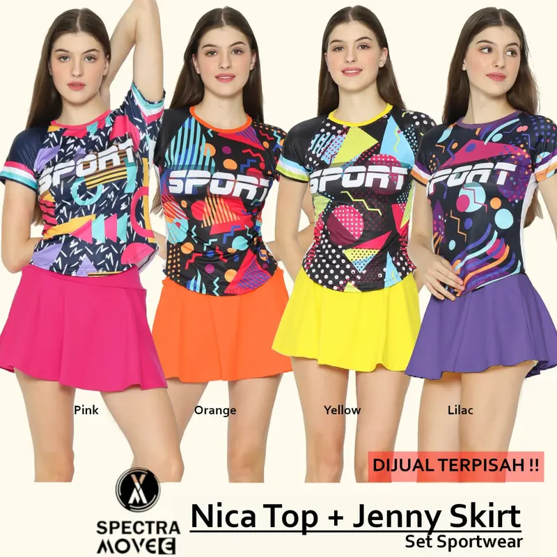 Kaos olahraga NICA TOP Rok senam JENNY SKIRT (Dijual Terpisah) rok senam rok gym baju senam baju olahraga wanita Sport 0