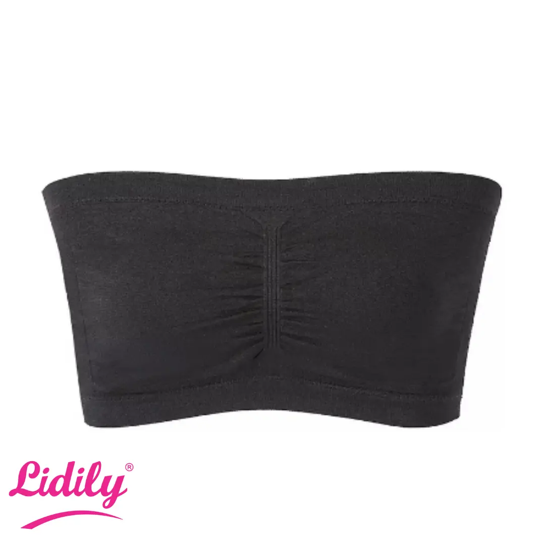 Lydyly - Bra Kemben Jumbo Tanpa Busa Tanpa Kawat Tanpa Tali DDL01 | BH Wanita Strapless Bra jumbo Crop Bralette Big Size BH Kerut Depan Big Cup Katun Polos Slim-fitting