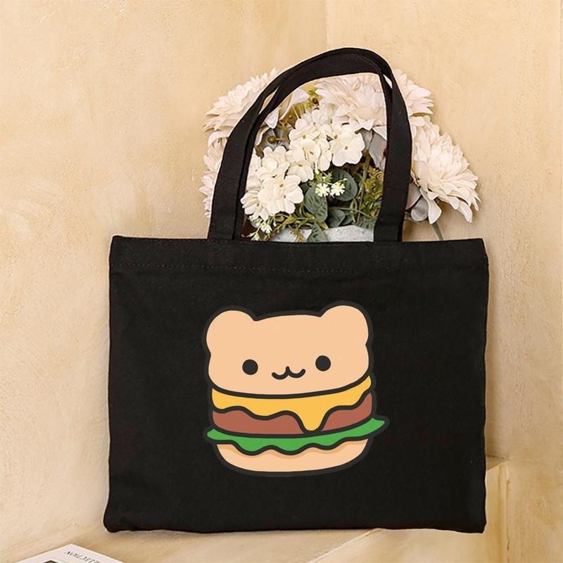 Product Introduction of Cute Cartoon Teddy Bear Printed Canvas Horizontal Handbag Fashionable Versatile One Shoulder Storage Bag 20