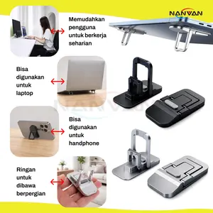 NANVAN NVN-HLP01 Stand Dudukan Laptop / Keyboard Hidden Foldable - Penyangga Laptop Tipis - Anti Panas 2 Level - Super Kokoh Bahan Besi Metal