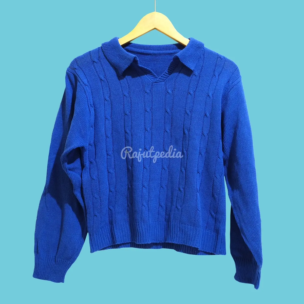 Sweater Rajut Kerah Polo Cable Cardigan Rajut Model Korea Kerah V Tebal Lembut Terbaru Knitwear Baju Wanita