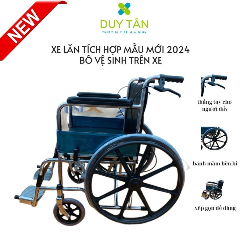 Xe lăn người già có bô vệ sinh có thể xếp gọn