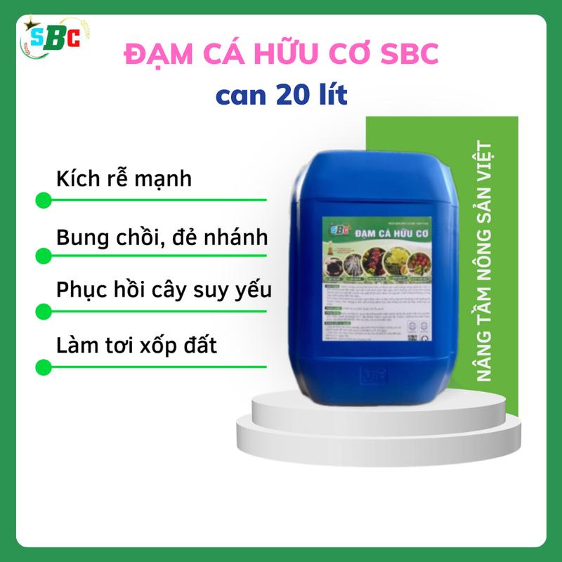 ĐẠM CÁ HỮU CƠ SBC (can 20 lít) phân bón hữu cơ bổ sung dưỡng chất trung vi lượng giúp siêu cây kích rễ mạnh, bung chồi, đẻ nhánh, phục hồi nhanh, cho cây cứng cáp, đất tơi xốp # tưới gốc # bón lá # cà phê, sầu riêng,..