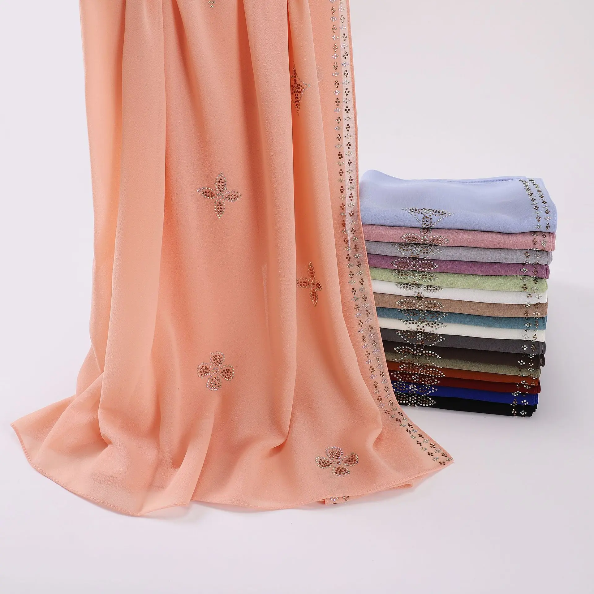 Hijab Muslim Kerchief |   Pearl Chiffon Gloss |   3D Hot Drilling |   Sun Protection Anti-Wrinkle Dual-Use |   Extra Long Pendant Scarf |   Dinner Commuter Headdress selendang  bahu sulam  shawl sahara  shawl selendang printed  shawl shawl  beads  manik