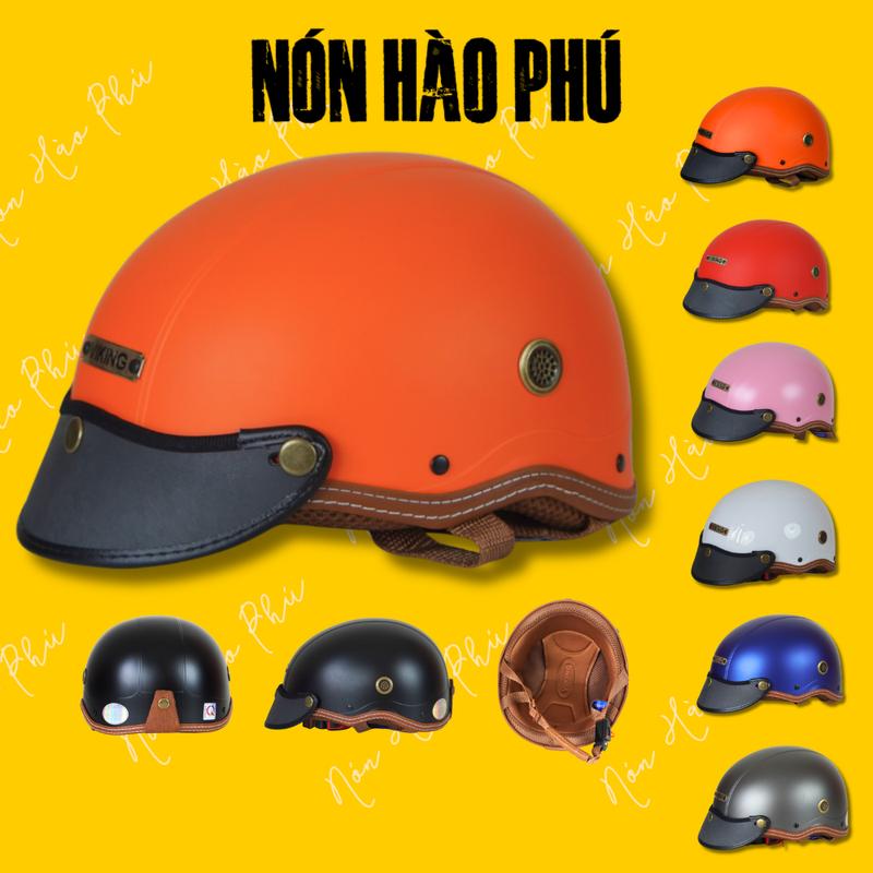 Nón bảo hiểm THỦ CÔNG VIKING01 nhựa abs lót nâu khóa sắt cao cấp mũ bảo hiểm basic nam nữ