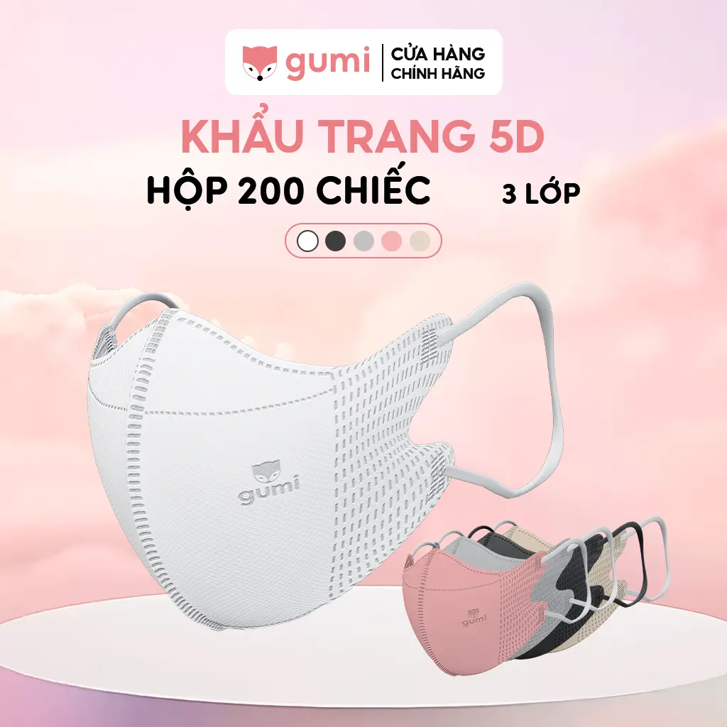 [200c] Hộp 5D Khẩu trang Gumi kháng khuẩn 5D Mask Phụ Kiện Accessories