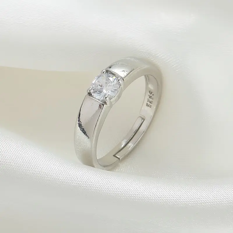 Hot Selling Diamond Studded Couple Rings With Open Mouth, Light Luxury Fashion, Plain Circle Rings, Versatile Wedding Rings For Men And Women