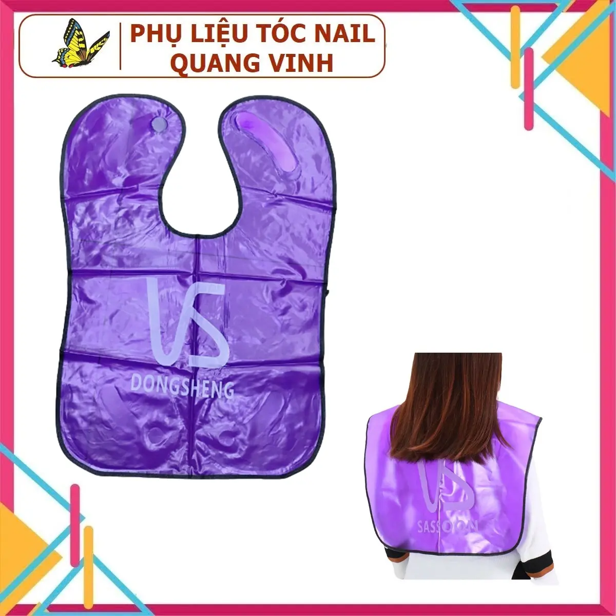 Áo choàng cổ nhuộm tóc vs - Chất liệu Simili chống thấm nước