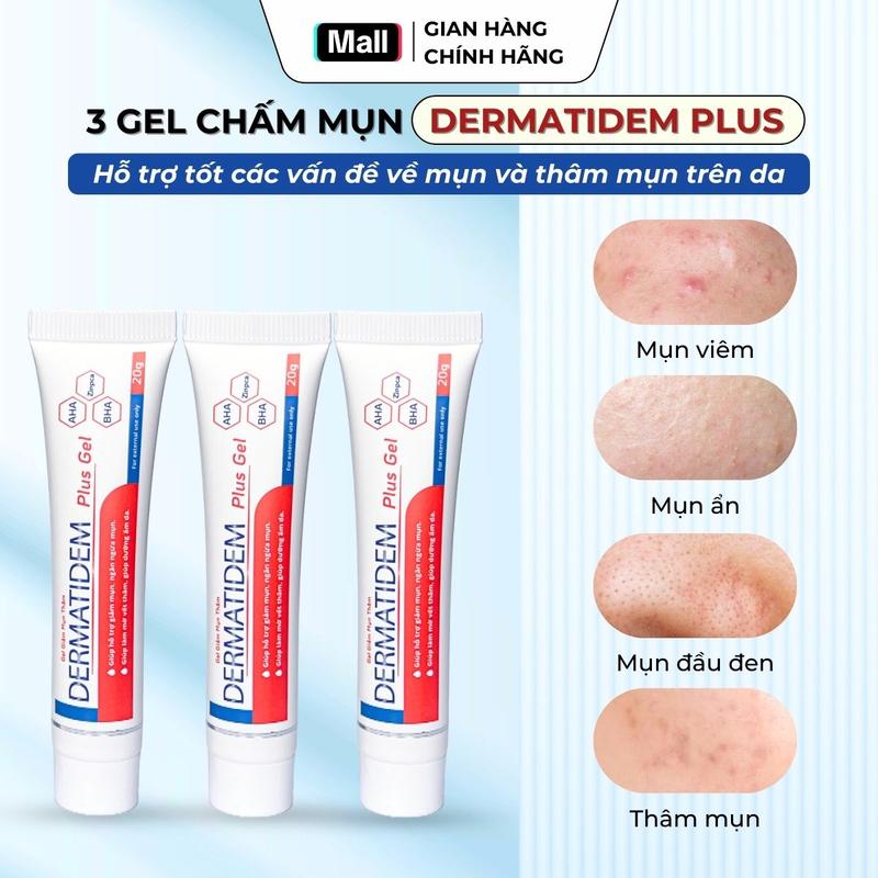 [COMBO TIẾT KIỆM] Combo 3 Gel Chấm Mụn DERMATIDEM PLUS Hỗ Trợ Giảm Mụn Mờ Thâm E&G Beauty 20g - Giúp Giảm Mụn Viêm Mụn Ẩn Thâm Mụn Làm Đẹp Da Chăm Sóc Da Nữ Skincare