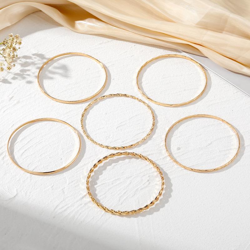 Bộ Vòng Tay, Phong Cách Ins, Xuyên Biên Giới Châu Âu Và Mỹ, Bộ 6 Vòng Tay Xoắn Kim Cương, Thiết Kế Trơn Tru, Phong Cách Punk Bất Đối Xứng 1