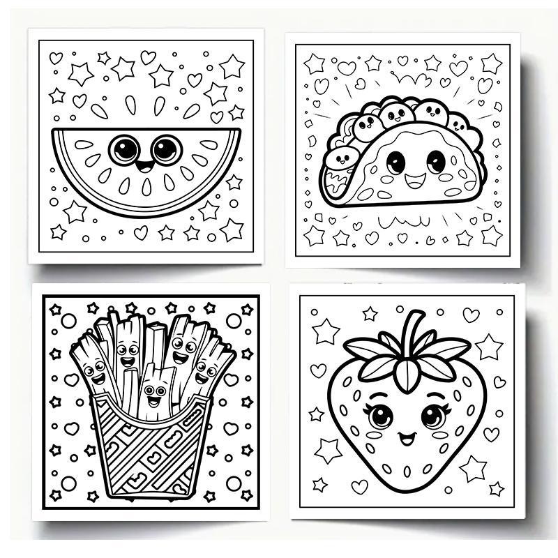 Product Introduction of Pizza Pattern Coloring Book, 1 Count Pizza Pattern Coloring Book, Stress Relief Coloring Book for Friend Kids Students 2