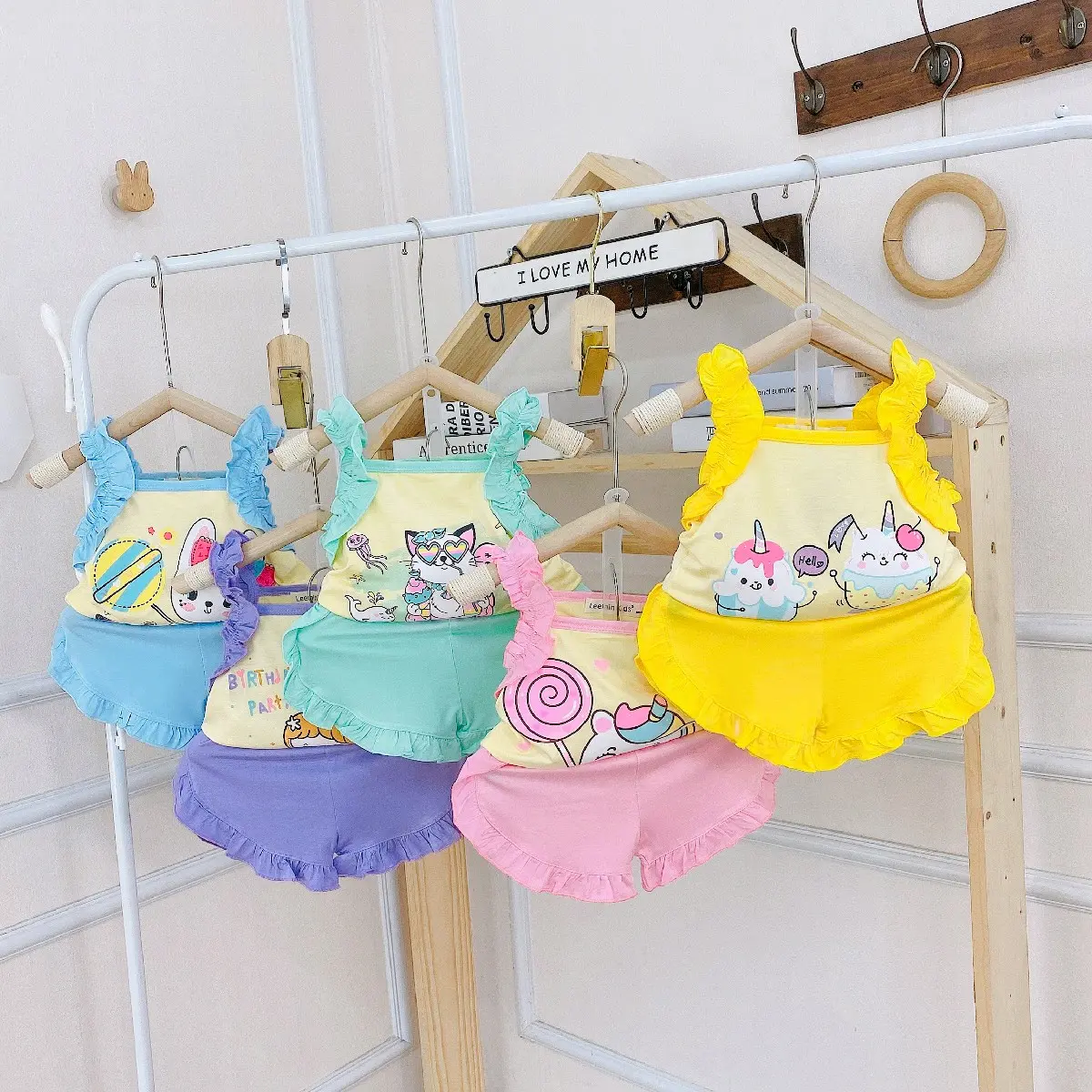 Size 7kg-30kg-BỘ THUN LẠNH ÁO HAI DÂY QUẦN ĐÙI BÉ GÁI MỀM MỊN THOÁNG MÁT DIỆN HÈ Cho Bé