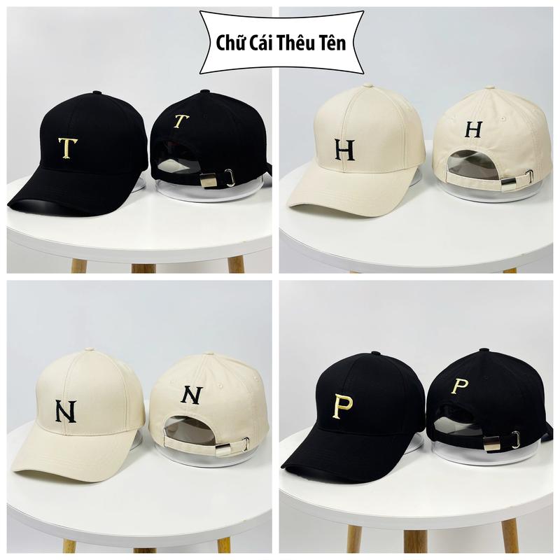 Mũ lưỡi trai chữ cái T, P, H, N, A, B chất Kaki thời trang Form Unisex Nam Nữ