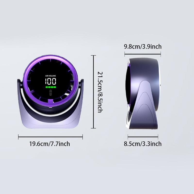 USB Rechargeable Portable Fan, Multifunctional Digital Display Turbine High Speed Fan, Portable Desktop Fan for Home Office 1