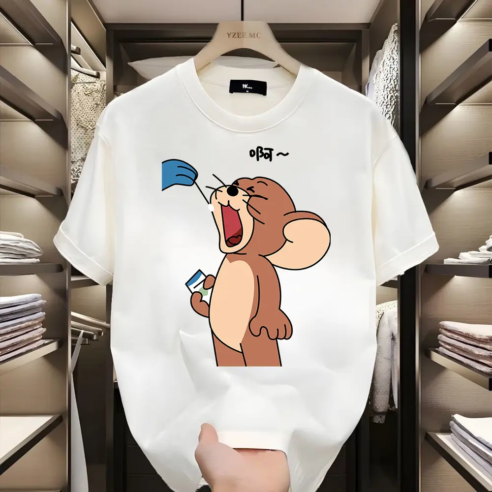 Kaos Lengan Pendek Motif Mobil Retro 100% Katun untuk Pria