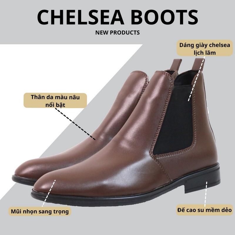 Product Introduction of Giày chelsea boots da nâu g1293 inichi mới 5