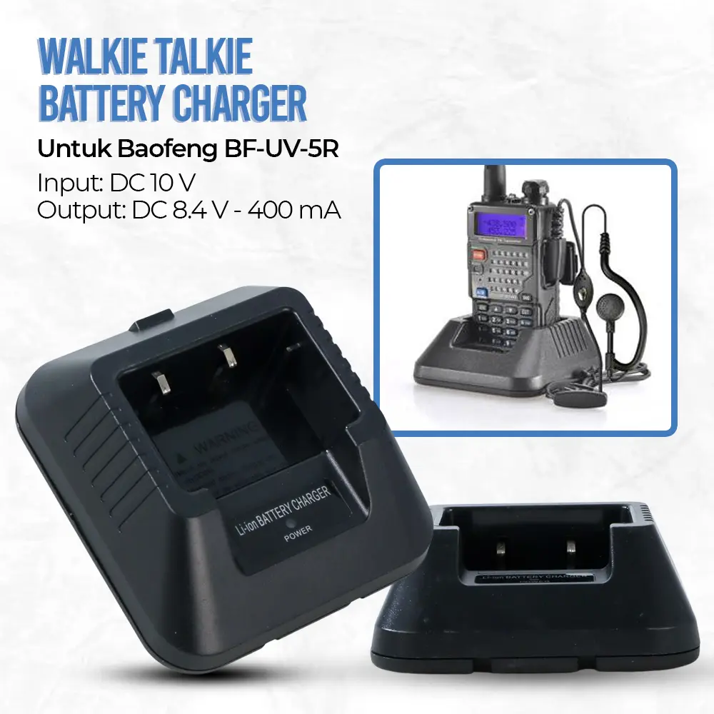 Taffware Walkie Talkie Battery Charger for Baofeng BF-UV-5R - Charger Walkie Talkie HT Battery Taffware for Baofeng Pofung BF-UV-5R UV5R UV 5R Charge Baterai Docking Charger Adapter Casan Pengisi Daya Batre Baterai Batrai Handy Talkie Accessories Satpam