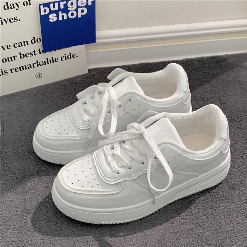 Product Introduction of White shoes new thick sole pure white round head student lace-up casual shoes female Running Shoes Sports Footwear 6