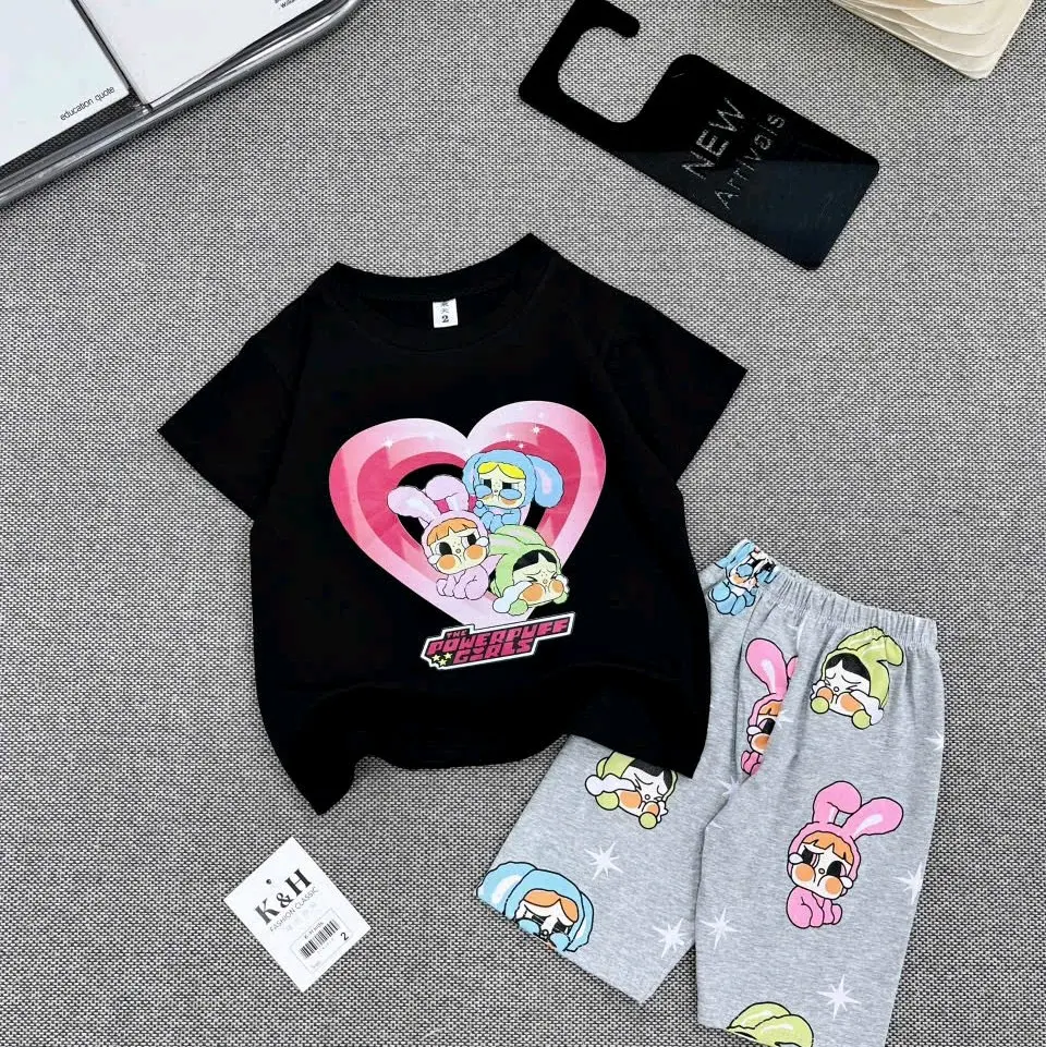set bộ lửng bé gái hoạ tiết heo cho bé mặc nhà đi chơi đi học đều đẹp