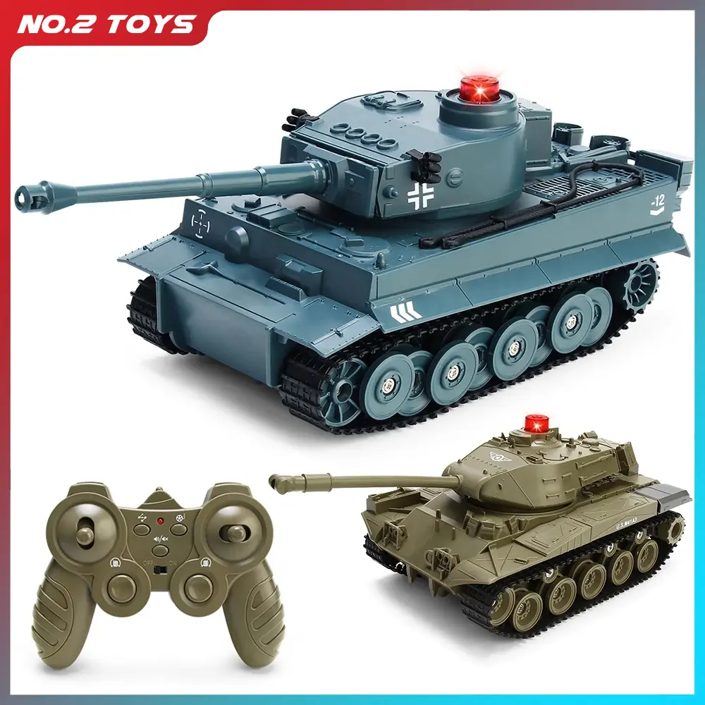 2.4G Remote Control Simulation Battle Tank Programmable Crawler Tank with Sound 4 Channels RC Army Tank Model Toy for Boys Gift