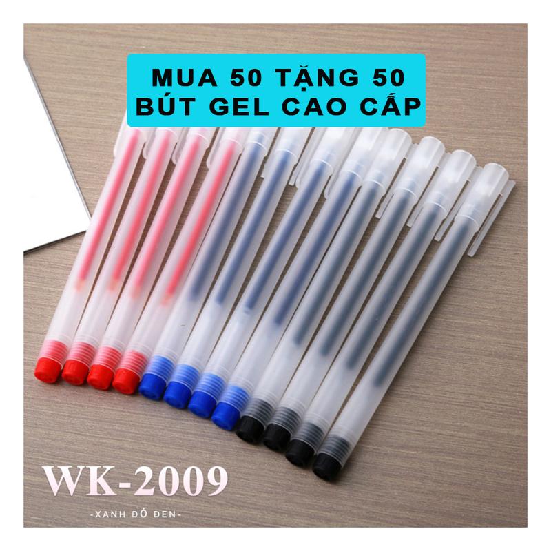 [ MUA 50 TẶNG 50 ]Combo 50 Bút Gel Nước Văn Phòng Mực Gel Ngòi 0.5mm Đủ 3 Màu Đen/Xanh/Đỏ Khô Nhanh , Mực Đều, Nét Chữ Đẹp