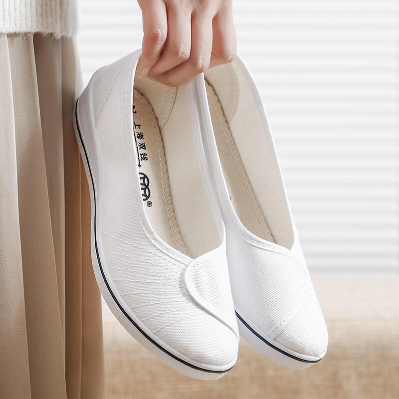 Product Introduction of 2025  brand nurse women's sloping heel soft soled cowhide sole beauty shoes, summer odor proof, breathable and non tiring white shoes Footwear Girl Fashion Heeled 2