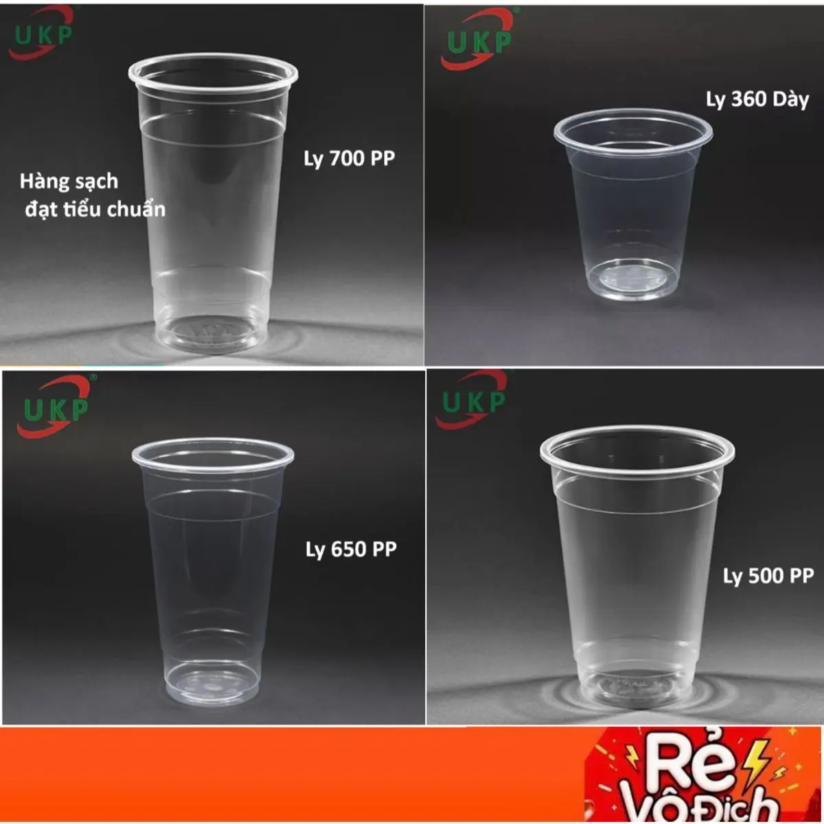 Sỉ 50 Ly Nhựa PP Trơn 360ml 500ml 650ml 700ml chính hãnġ UKP, Hàng Sạch Có Tiêu Chuẩn. Dùng Nắp Fi 95 k