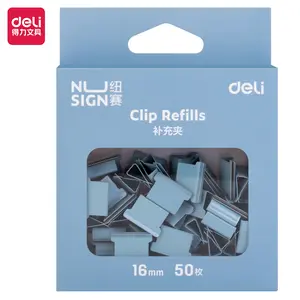 Deli x Nusign Fastener Clip Refill / Refill Binder Clip / Isi Penjepit Kertas Otomatis Isi 50 Kapasitas 40 Lembar NS086 Klip Stationery