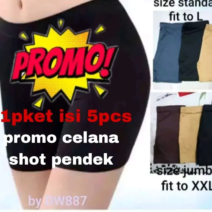celana shot pendek 1pket isi 5pcs bahan halus lembut tebal.