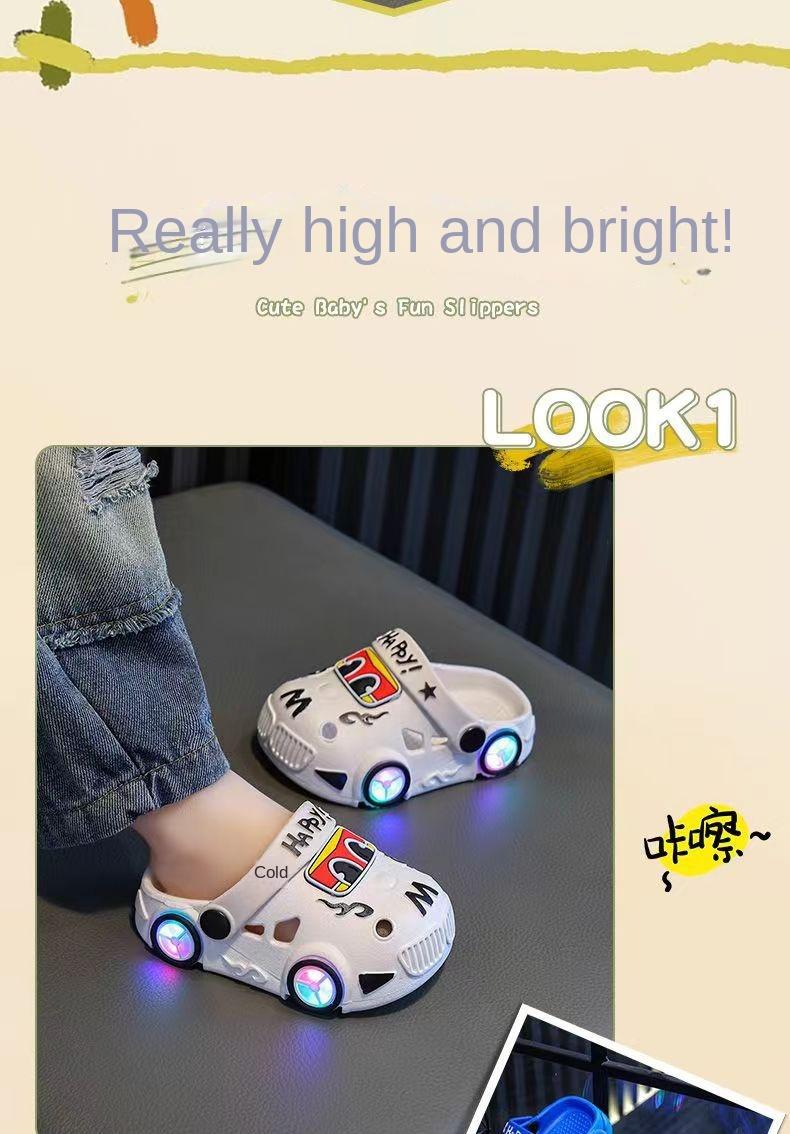 Product Introduction of [Angu]Children's Slippers Summer Boys' Car Luminous Non-Slip Soft Bottom Toddler Children Teens Bathroom Baby Beach Slippers 3